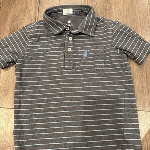 johnnie-O Gray Striped Polo Shirt